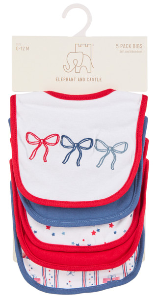 Thumbnail 1: ELEPHANT AND CASTLE Baby Girls 5 Pk Americana Baby Bibs 