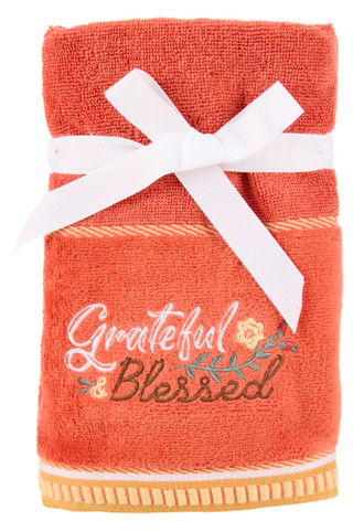 Thumbnail 1: Caro Home 2 Pk Embroidered Grateful Blessed Harvest Hand Towels 