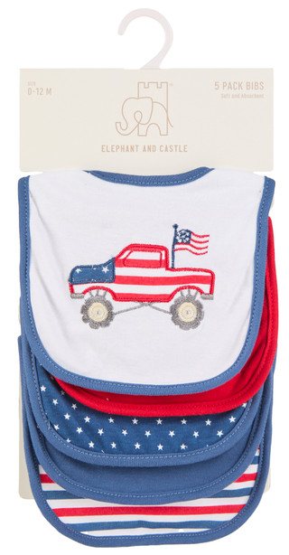 Thumbnail 1: ELEPHANT AND CASTLE Baby Boys 5 Pk Americana Bibs 