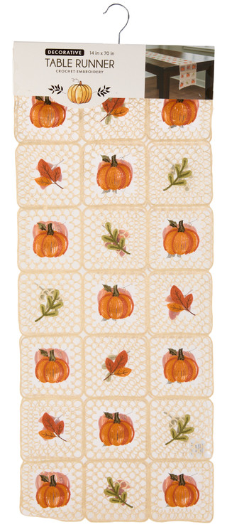 Thumbnail 1: 14x70 Erica Harvest Crochet Embroidered Table Runner 