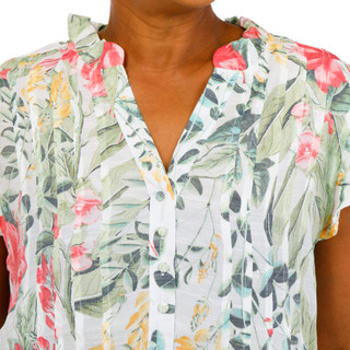 Thumbnail 2: Kate Park Women's Plus Floral Flutter Sleeve Top 