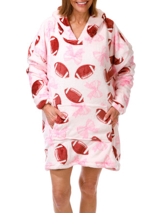 Thumbnail 1: French Affair Women's Fleece Lined Football Pullover with Kangaroo Pocket 