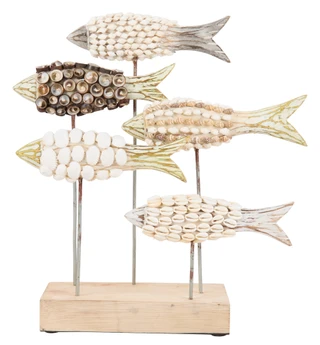 Thumbnail 1: TRIOBRO 10 in. Wooden Fish Decor 