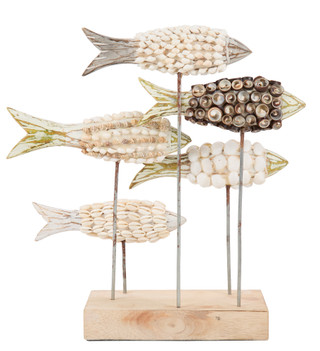 Thumbnail 2: TRIOBRO 10 in. Wooden Fish Decor 