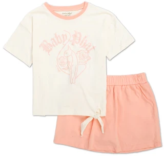 Thumbnail 1: Baby Phat Girls 2 Pc Tie Front Top & Skort Set 