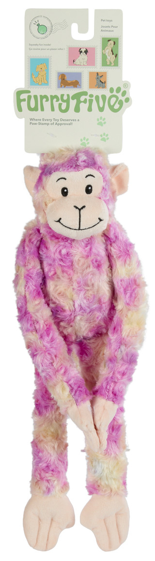 Thumbnail 1: Furry Five Plush Monkey Squeaker Pet Toy  