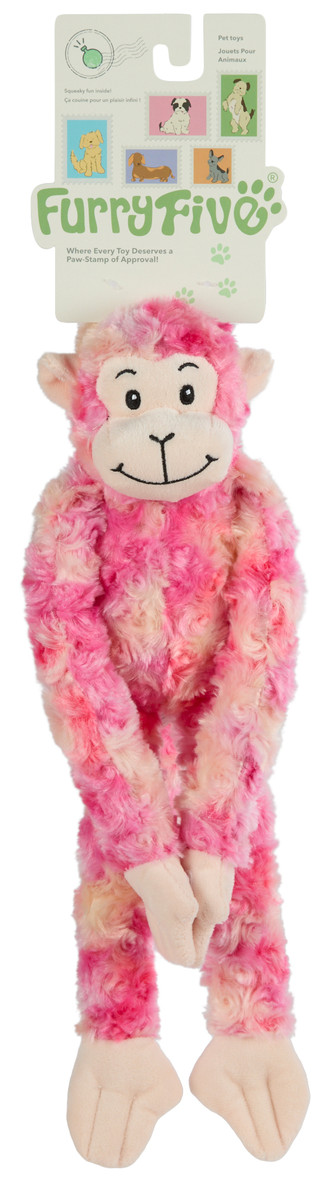Thumbnail 1: Furry Five Plush Monkey Squeaker Pet Toy  