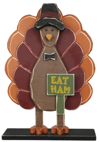 Thumbnail 1: Heritage Home 21 in Wooden Turkey Eat Ham Harvest Decor 