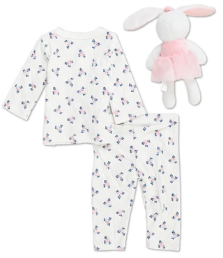 Thumbnail 2: DREAMGRO Baby Girls 3 Pc Pajama Pants Set w/ Doll 
