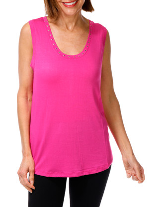 Thumbnail 1: CARMEN MARC VALVO Women's Studded Scoop Neck Top  