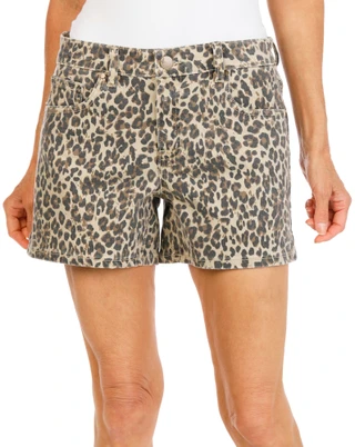 Thumbnail 1: D. Jean Women's Leopard Print Denim Shorts  