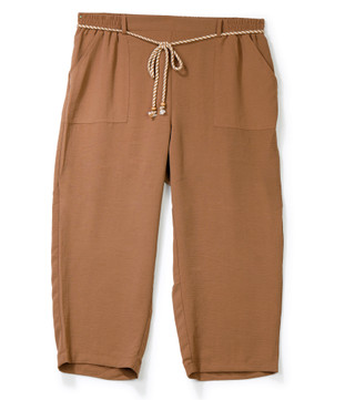 Thumbnail 1: Soho Apparel Women's Plus Wide Leg Capris with Rope Belt 