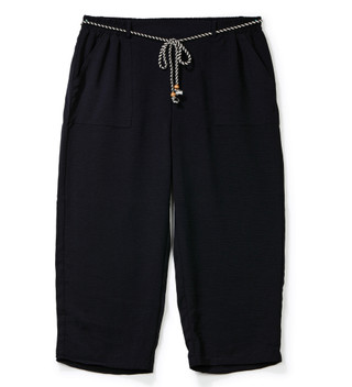 Thumbnail 1: Soho Apparel Women's Plus Wide Leg Capris with Rope Belt 
