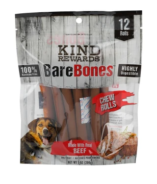 Thumbnail 1: Kind Rewards 12 Pk Bare Bones Beef Chew Rolls Dog Treats 