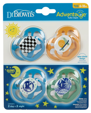Thumbnail 1: Dr. Brown's 2 Day & 2 Night Open Shield Glow In The Dark Pacifiers  