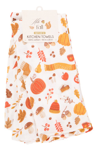 Thumbnail 1: 3 Pk Harvest Themed Kitchen Towels 