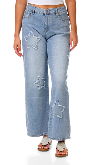 Thumbnail 1: 7TH & HUDSON Juniors Embroidered Wide Leg Jeans  