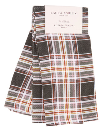 Thumbnail 1: Laura Ashley 3 Pk Fall Plaid Kitchen Towels 