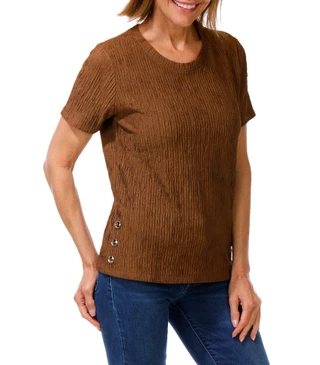 Thumbnail 1: 3RD & MALT Women's Pleated Button Accent Top  