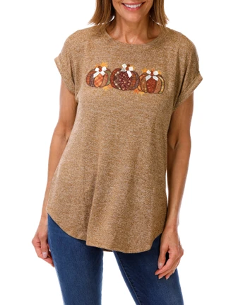 Thumbnail 1: Tru Self Women's Harvest Pumpkin Top  