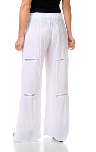 Thumbnail 2: DISCREET Women's Tiered Crochet Trim Pants  