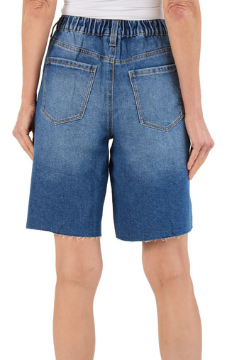 Thumbnail 2: RACHEL ROY Women's Raw Hem Pull on Denim Shorts  