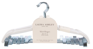 Thumbnail 1: Laura Ashley 12 Pk Velvet Hangers w/ Clips 