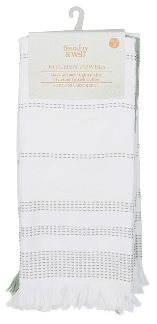 Thumbnail 1: Sunday & Well  3 Pk Kitchen Towels 