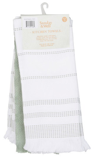 Thumbnail 2: Sunday & Well  3 Pk Kitchen Towels 