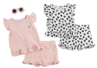 Thumbnail 1: Little Lass Little Girls 4 Pc Shorts Set & Sunglasses 