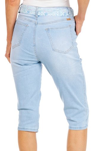 Thumbnail 2: Stella Parker Women's Scarf Belt Denim Capris  
