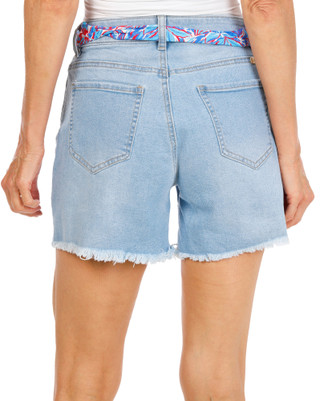 Thumbnail 2: Stella Parker Women's Scarf Belt Denim Shorts  