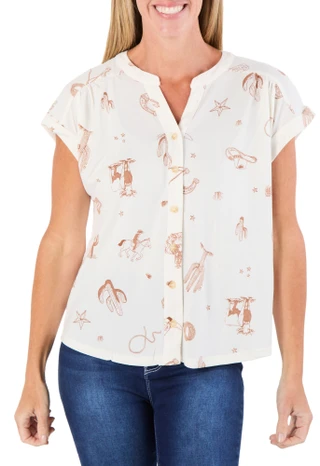 Thumbnail 1: Fifty Street Women's Western Print Top  