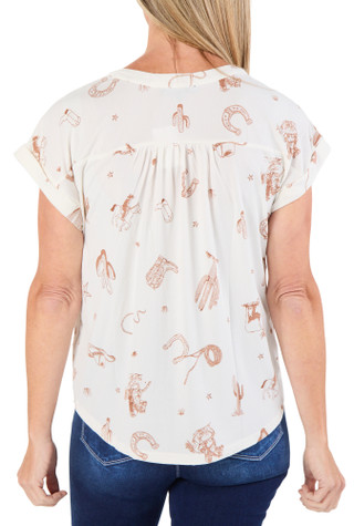 Thumbnail 2: Fifty Street Women's Western Print Top  