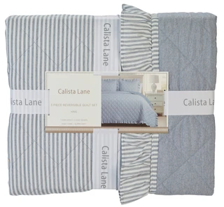 Thumbnail 1: Calista Lane  King Size 3 Pc Reversible Quilt Set  