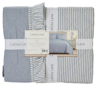 Thumbnail 2: Calista Lane  King Size 3 Pc Reversible Quilt Set  