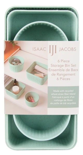 Thumbnail 1: Isaac Jacobs  6 Pc Wheat Straw Fiber Blend Storage Baskets  
