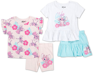Thumbnail 1: Disney Little Girls 4 Pc Ruffled Shorts Set  