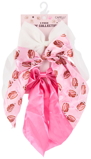 Thumbnail 1: Capelli New York 3 Pc Gameday Large Bow Barrettes 