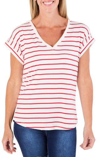 Thumbnail 1: BOBEAU Women's Stripe Print Top  