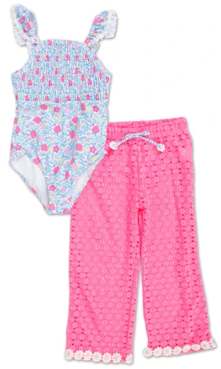 Thumbnail 1: B TWEEN Little Girls 2 Pc Swimsuit & Pant Coverups 