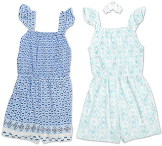 Thumbnail 1: Btween Girls 2 Pc Rompers w/ Hair Clip Set 
