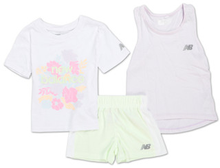 Thumbnail 1: New Balance Little Girls 3 Pc Shorts Set 