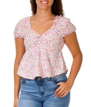 Thumbnail 1: DISCREET Juniors Floral Babydoll Shirt  