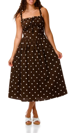 Thumbnail 1: JAPNA Juniors Polka Dot Milkmaid Midi Dress 
