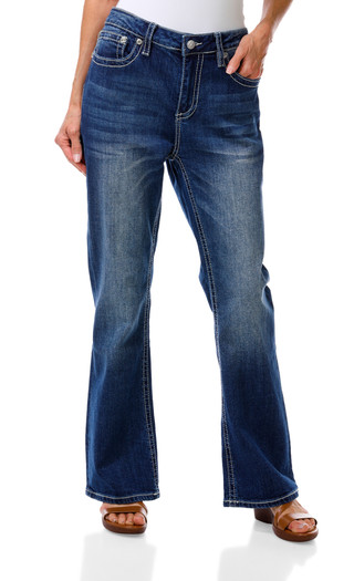 Thumbnail 3: Lotus by Miss Me Women's 5 Pocket Rhinestone Horseshoe Back Boot Cut Jeans 