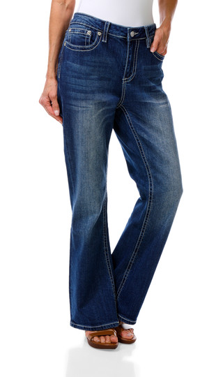 Thumbnail 4: Lotus by Miss Me Women's 5 Pocket Rhinestone Horseshoe Back Boot Cut Jeans 