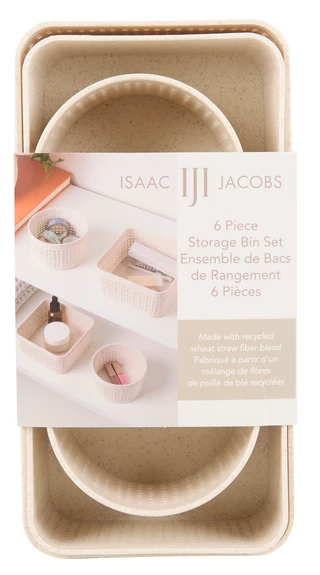 Thumbnail 1: Isaac Jacobs  6 Pc Wheat Straw Storage Bins  