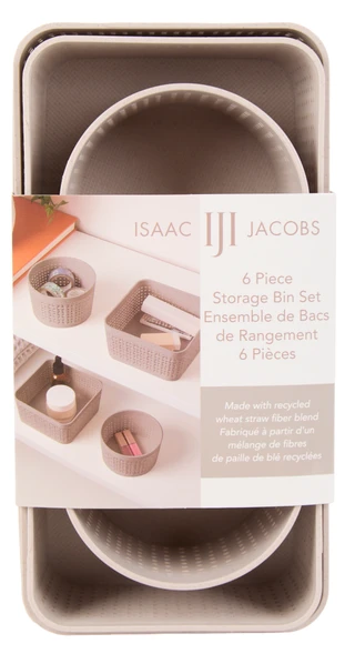 Thumbnail 1: Isaac Jacobs  6 Pc Wheat Straw Storage Bins  