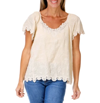 Thumbnail 1: Democracy Women's Embroidered Crochet Top 